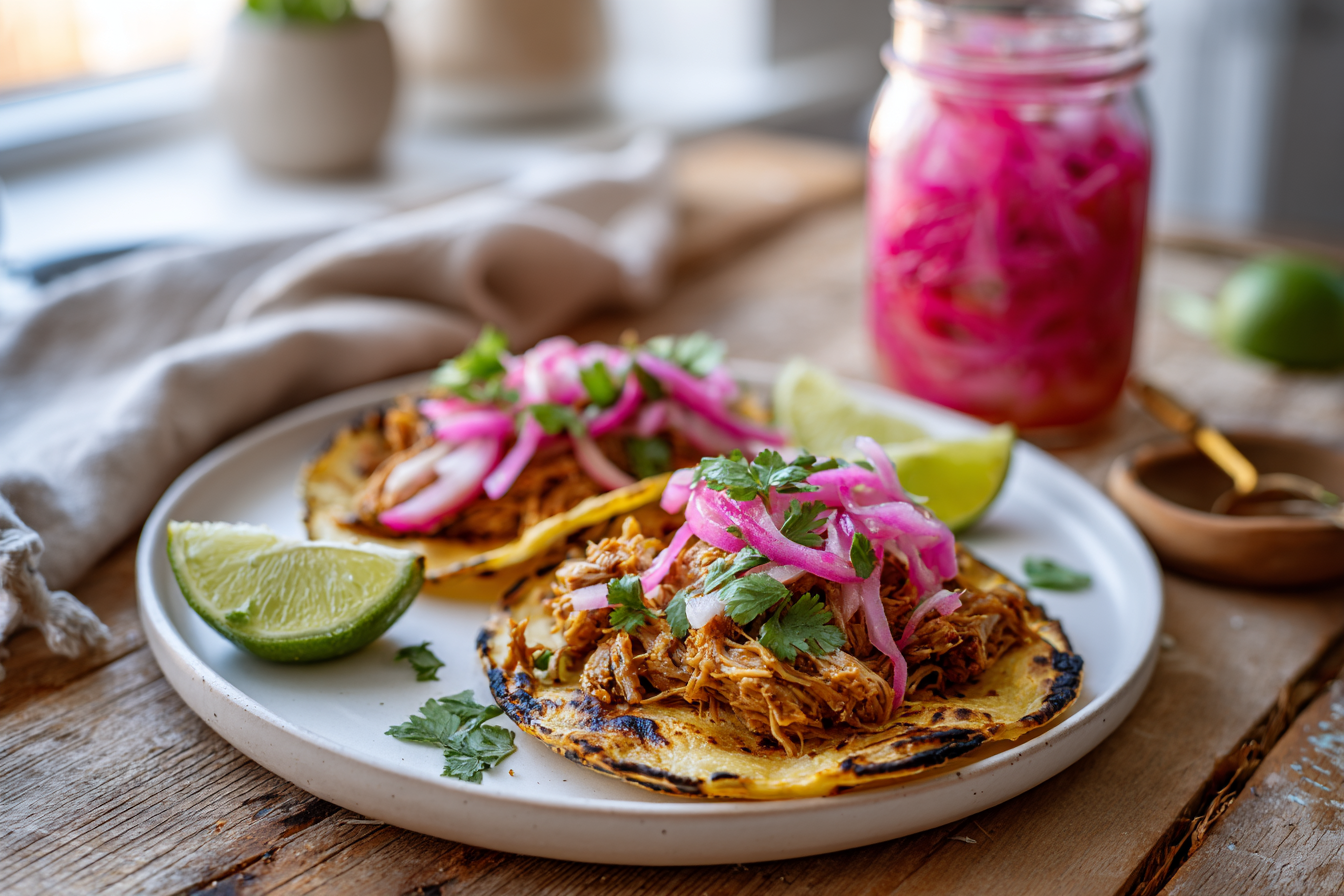 Slow-Roasted Pork Tacos With Quick-Pickled Onions